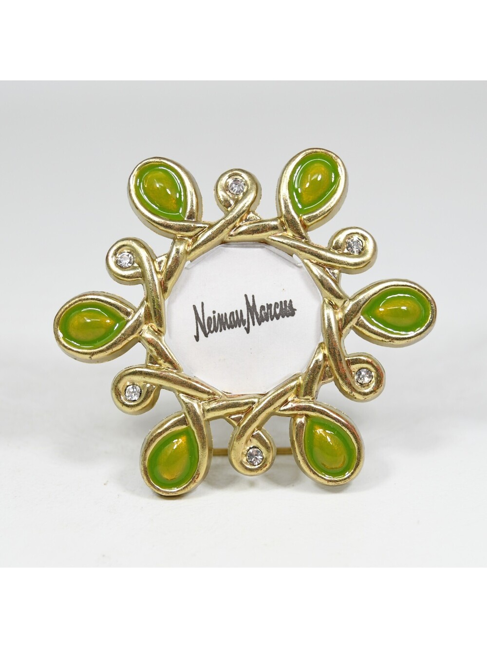 Neiman Marcus Jay Strongwater Mini Easel Picture Frame Clip Pin Green Rhinestone